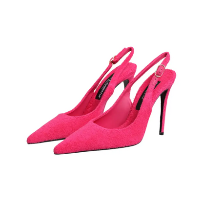 Dolce & Gabbana Pink Suede High Heels Slingback Shoes - Højhælede sko