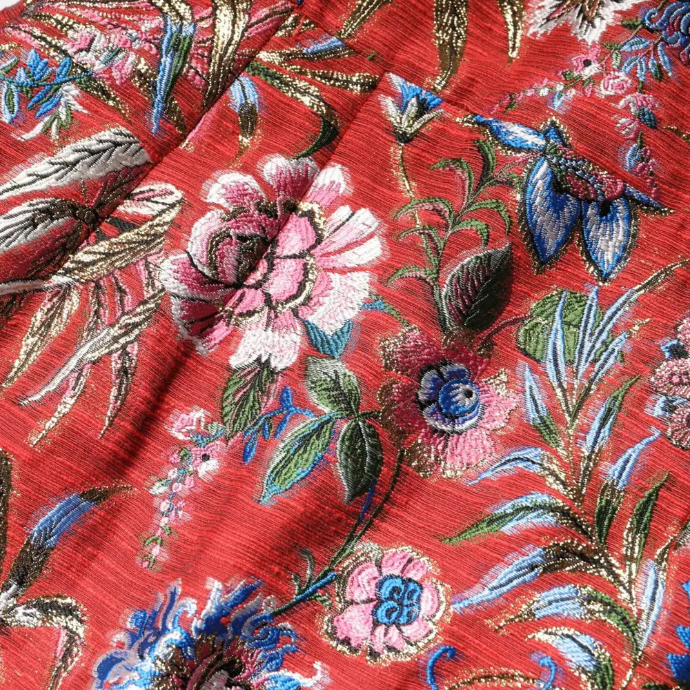 Dolce & Gabbana Red Floral Jacquard A-line Mini Dress