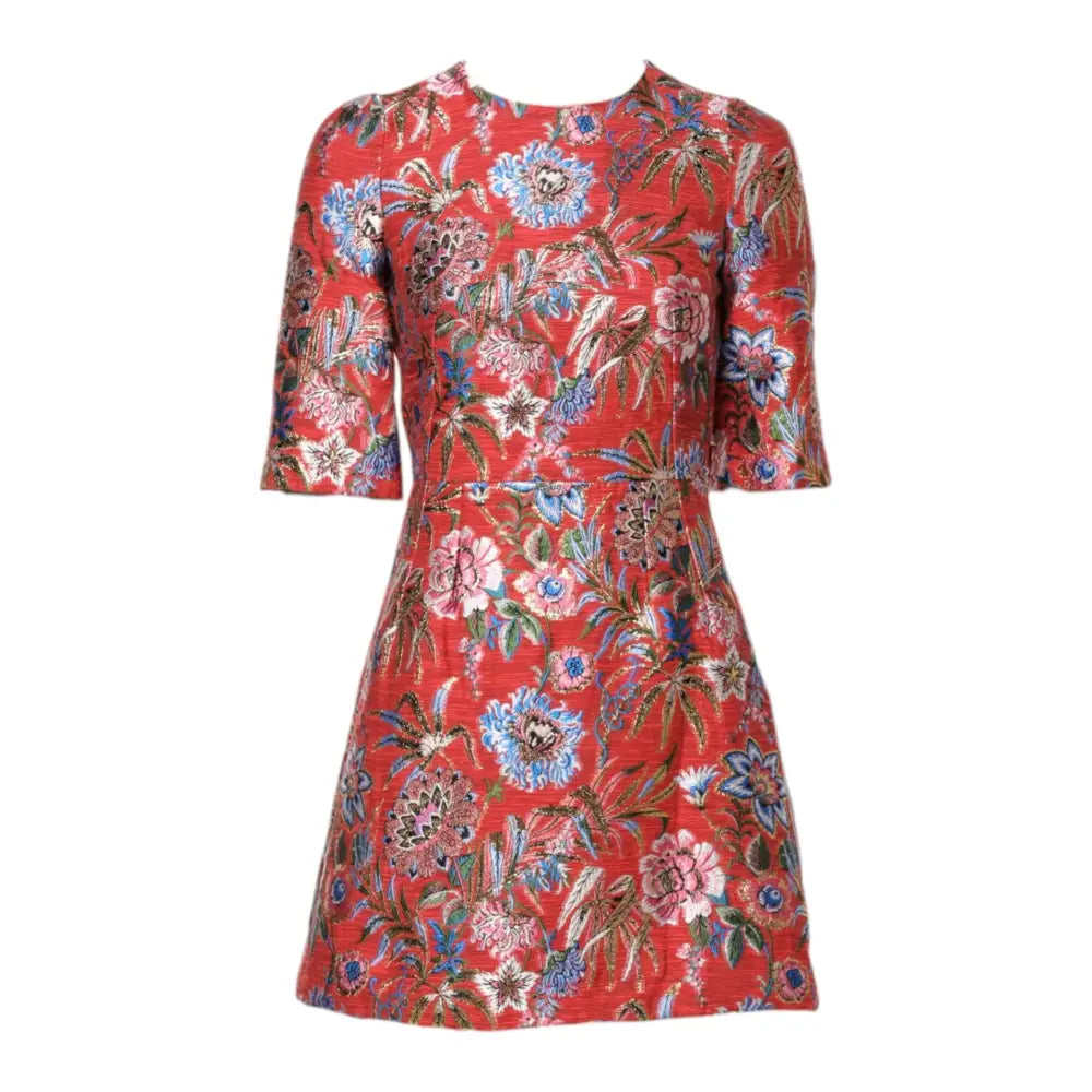Dolce & Gabbana Red Floral Jacquard A-line Mini Dress