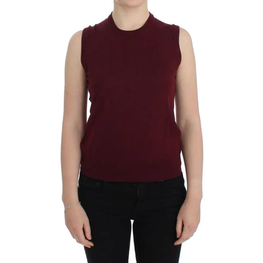 Dolce & Gabbana Red Sleeveless Crewneck Vest Pullover
