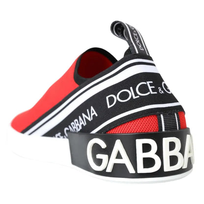 Dolce & Gabbana Red White Flat Sneakers Loafers Shoes