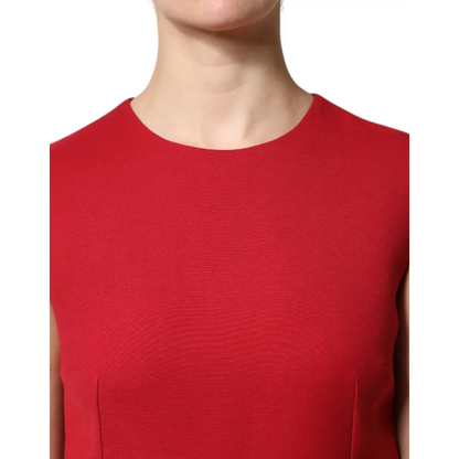 Vibrant Dolce & Gabbana rød uld sleeveless A-line kjole, spar 30–70% på mode