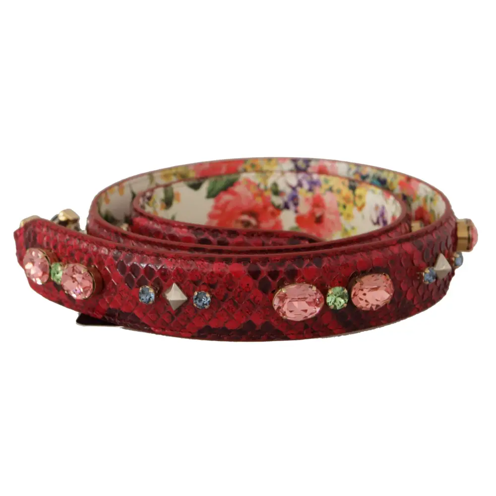 Dolce & Gabbana Rød Exotic Læder Krystals Reversible Skulder Strap