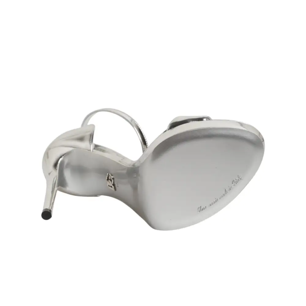 Dolce & Gabbana Silver Leather Platform Keira Sandals Shoes - Højhælede sko
