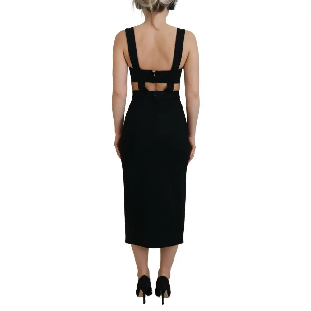 Dolce & Gabbana Sort Viscose Bodycon Sheath Midi Kjole