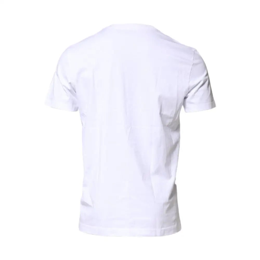 Dolce & Gabbana White Cotton Logo Patch Crew Neck T-shirt