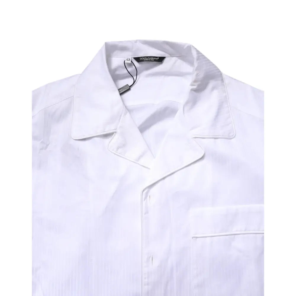 Dolce & Gabbana White Cotton Shirt Pants Pajama Set Sleepwear