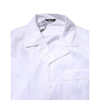 Dolce & Gabbana White Cotton Shirt Pants Pajama Set Sleepwear