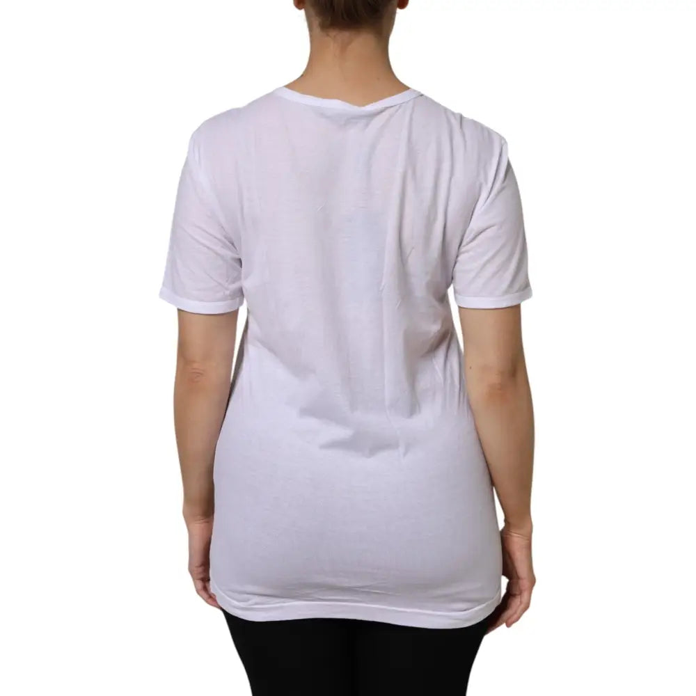 Dolce & Gabbana White Cotton Short Sleeves V-Neck Top T-shirt