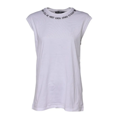 Hvid Dolce & Gabbana tank top med tryk: will we meet each other to kiss?