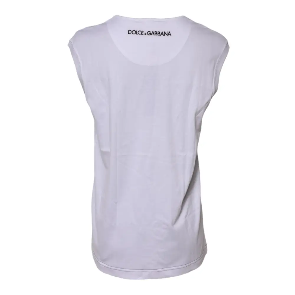 Hvid Dolce & Gabbana tank top i bomuld med subtil logo