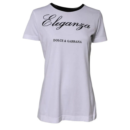 Dolce & Gabbana White Eleganza Cotton Crew Neck Tee T-shirt - T-shirts