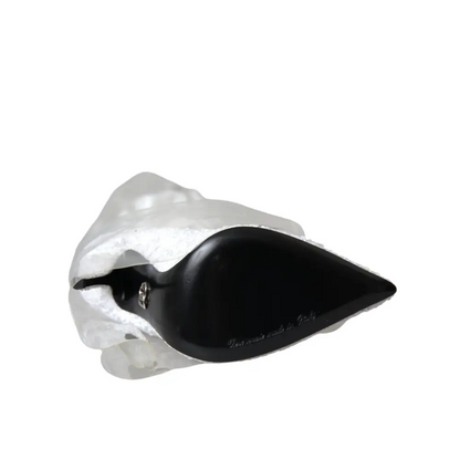 Dolce & Gabbana white heels stiletto med sølv og sort glans