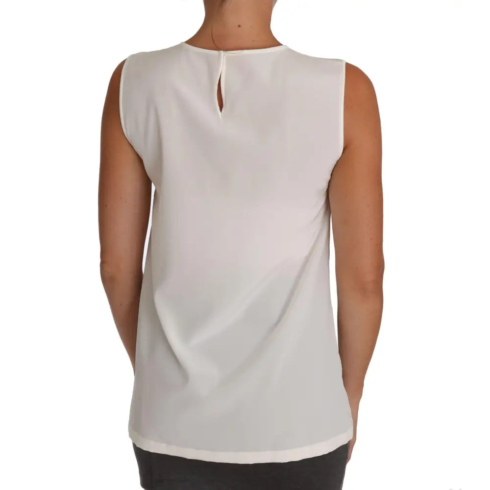 Dolce & Gabbana White Silk Embellished Crystal Sequin Fairy Top