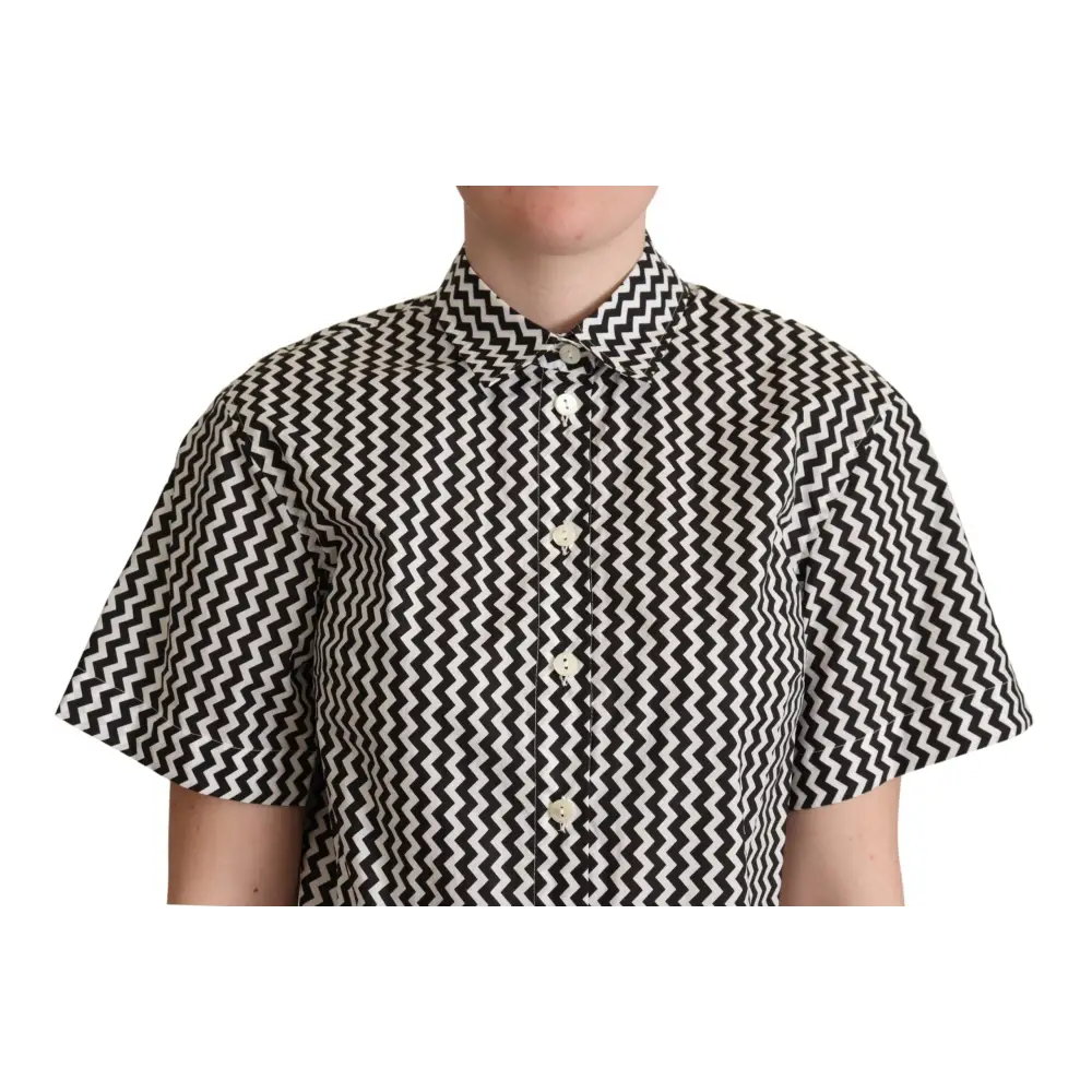 Dolce & Gabbana zigzag elegance sort i sortærmet bomuld med zigzag mønster