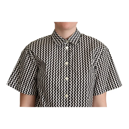 Dolce & Gabbana zigzag elegance sort i sortærmet bomuld med zigzag mønster