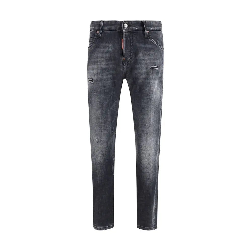 Dsquared² sorte bomuldsjeans slim fit med distressed detaljer