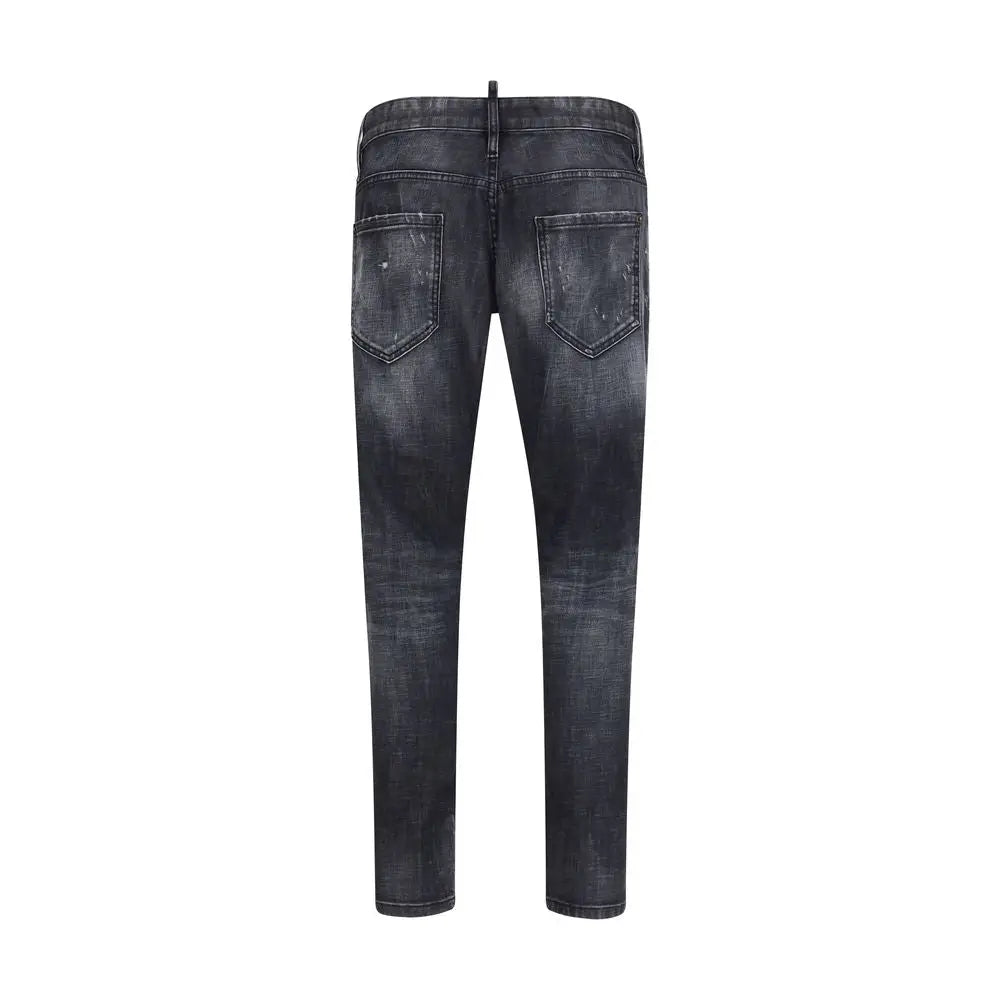 Dsquared² sorte bomuldsjeans med slim fit og distressed detaljer