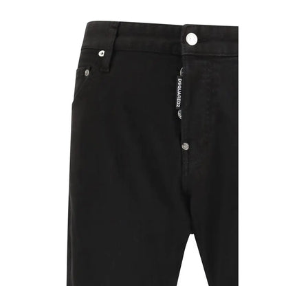 Dsquared² sorte bomulds slim fit jeans i sort med lige snit og sølv hardware