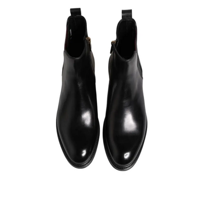 Dolce & Gabbana gabbana black chelsea black chelsea leather mid calf boots med blankpoleret finish og elastiske sider