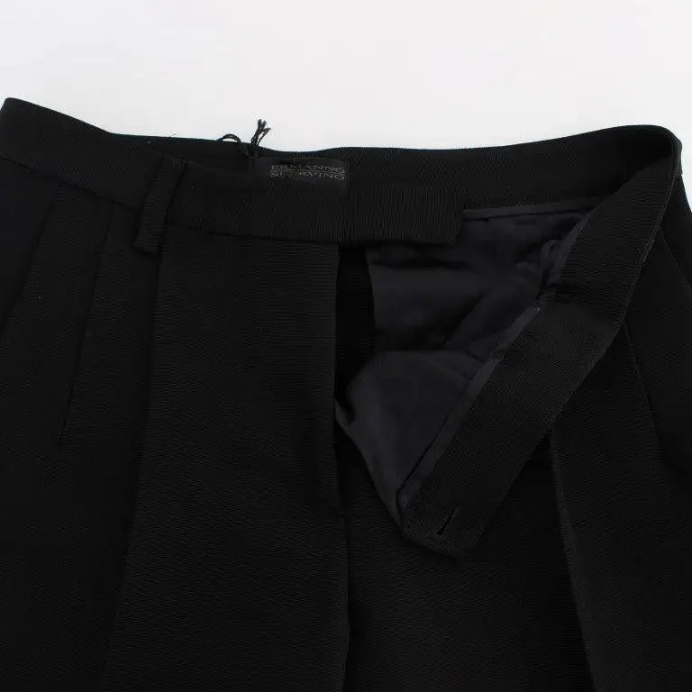 Ermanno Scervino Black Striped Cotton Blend Wide Legs Pants