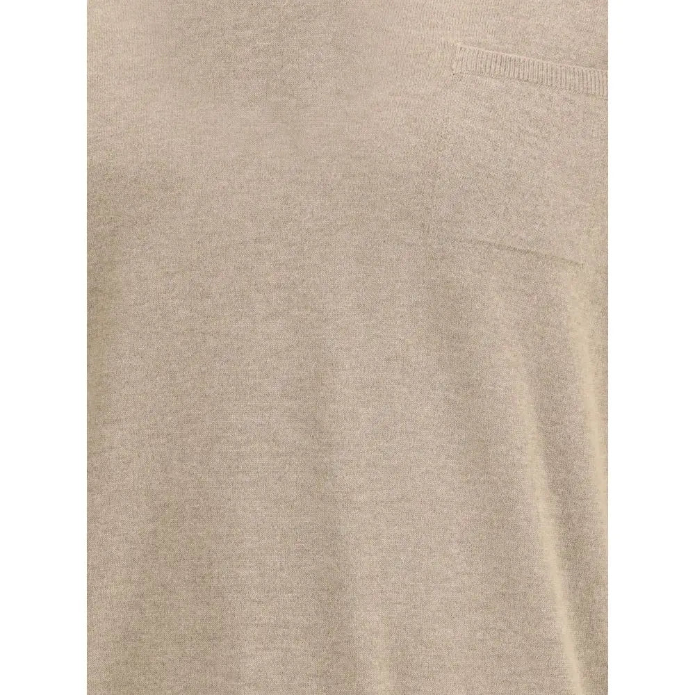 Ferragamo beige fleece wool sweatshirt med ribbet lomme