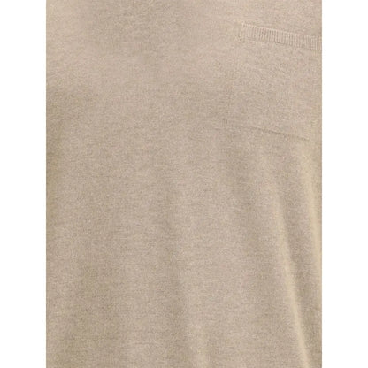 Ferragamo beige fleece wool sweatshirt med ribbet lomme