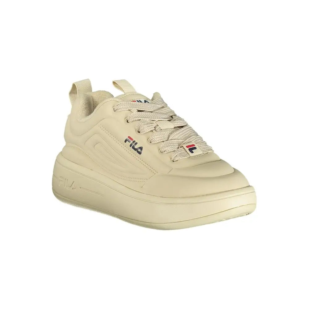 Fila beige polyester athletic sneaker med chunky sål