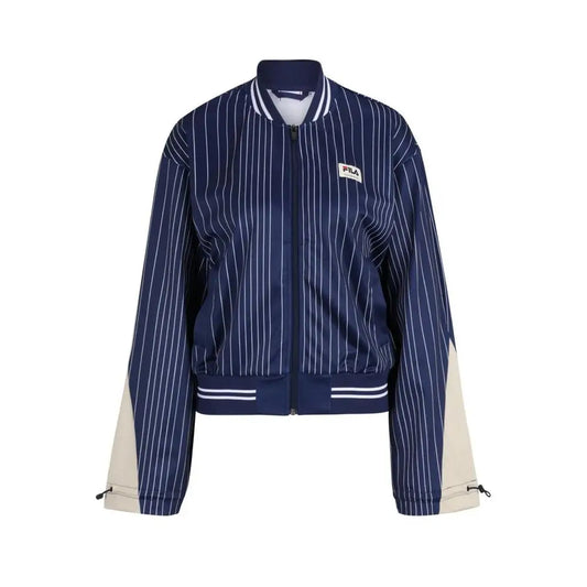 Fila bicolor polyester sweatshirt med navyblå-hvide striber og beige ærmer