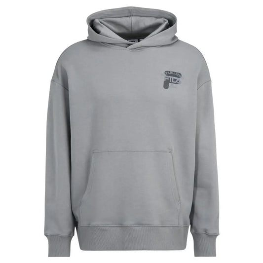 Grå Fila-hoodie med subtilt logo og ribbede manchetter, 100% originale brands