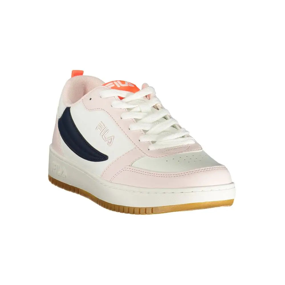 Fila pink polyester athletic sneakers i hvid, blush pink og marineblå med orange accenter