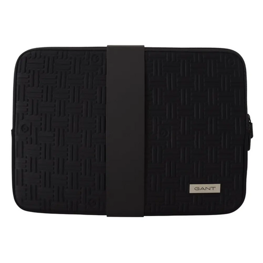 Sort padded pouch Gant med sort vævet mønster og midterrem