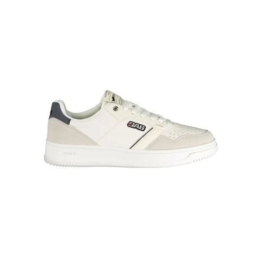 Hvid polyester Gas sneaker i lav skaft med beige og sort logo