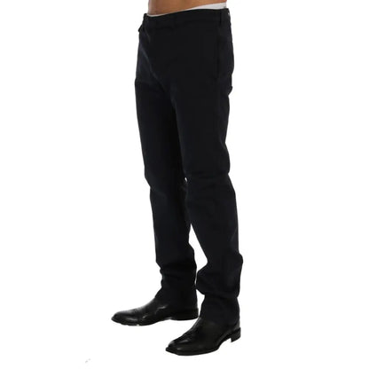 GF Ferre Blue Cotton Stretch Chinos Pants