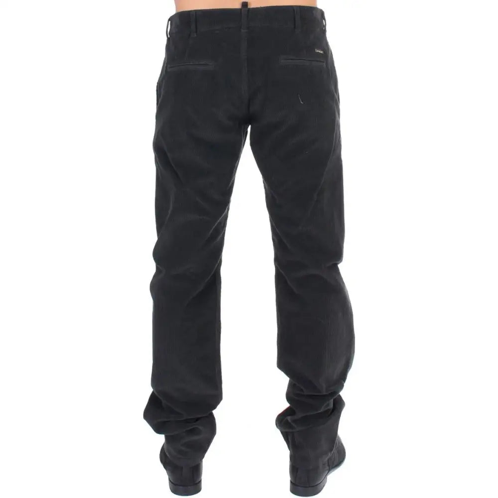 GF Ferre Elegant Black Cotton Corduroy Pants