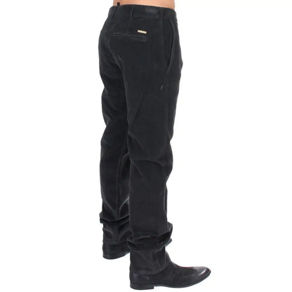 GF Ferre Elegant Black Cotton Corduroy Pants