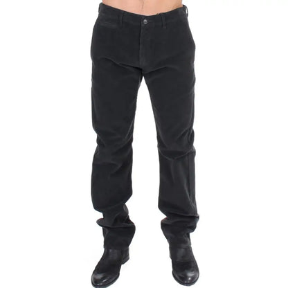 GF Ferre Elegant Black Cotton Corduroy Pants