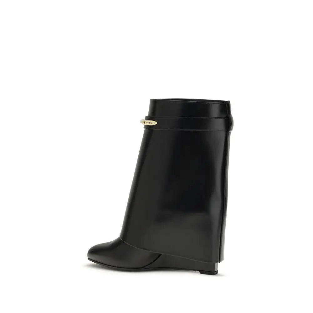 Givenchy sorte læder ankle boots med guld-logo, 100% originale brands