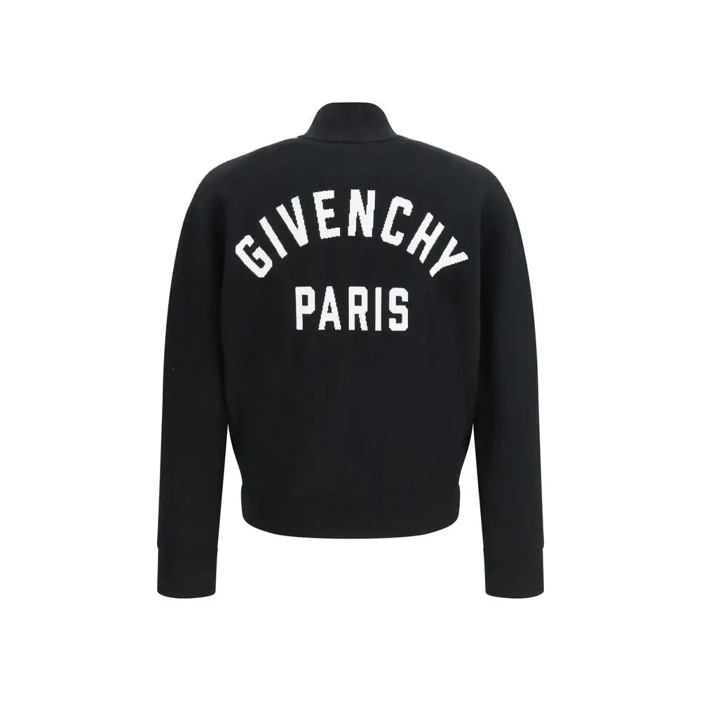 Sort uld Givenchy Paris bomberjakke i sort med hvid broderi