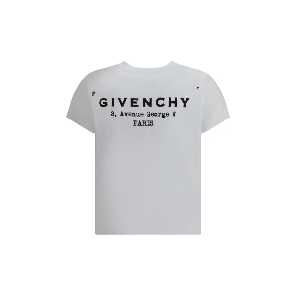 Givenchy hvid bomuldst-shirt med sort tryk, outlet mærkevarer 100% originale brands