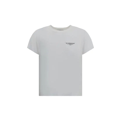 Minimalistisk hvid Givenchy T-shirt med subtilt sort logo, outlet mærkevarer