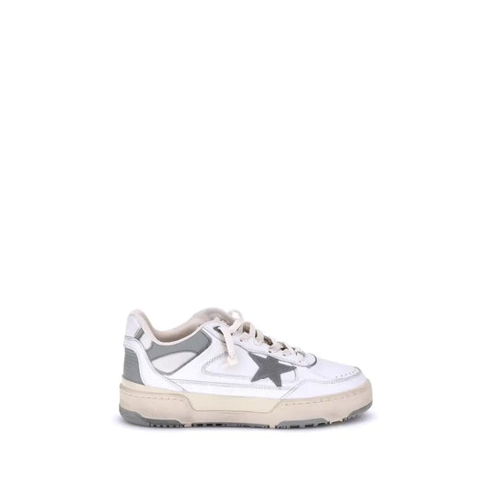 Hvide Golden Goose chunky sneakers med grå stjerneemblem fra outlet mærkevarer