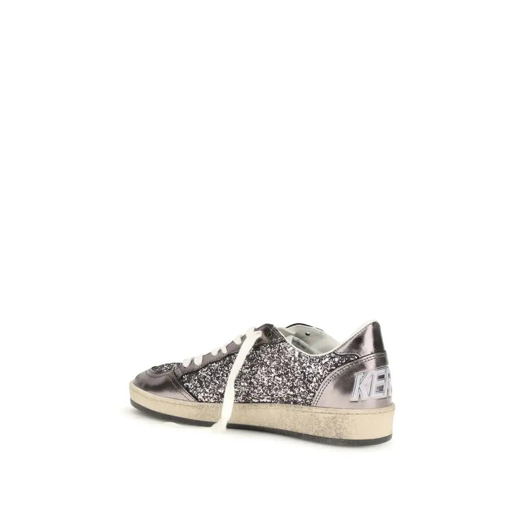Sølvfarvet Golden Goose sneaker med glittertekstur, 100% originale brands