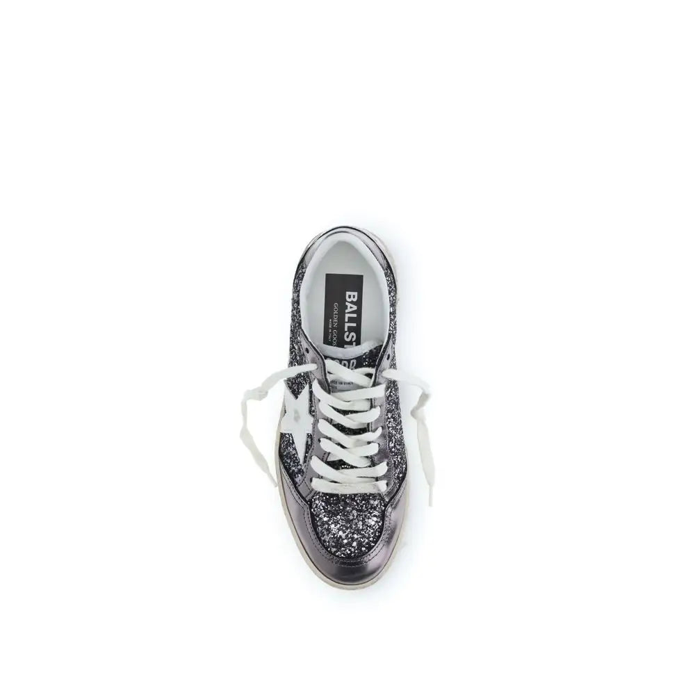 Sølv glitter Golden Goose sneaker med hvid stjerne logo, 100% originale