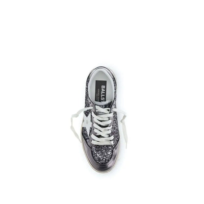 Sølv glitter Golden Goose sneaker med hvid stjerne logo, 100% originale