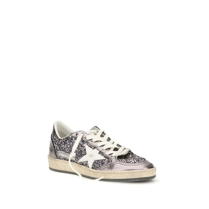 Golden Goose 100% originale Bos Taurus low top sneaker i sølv glitter med hvid stjerne
