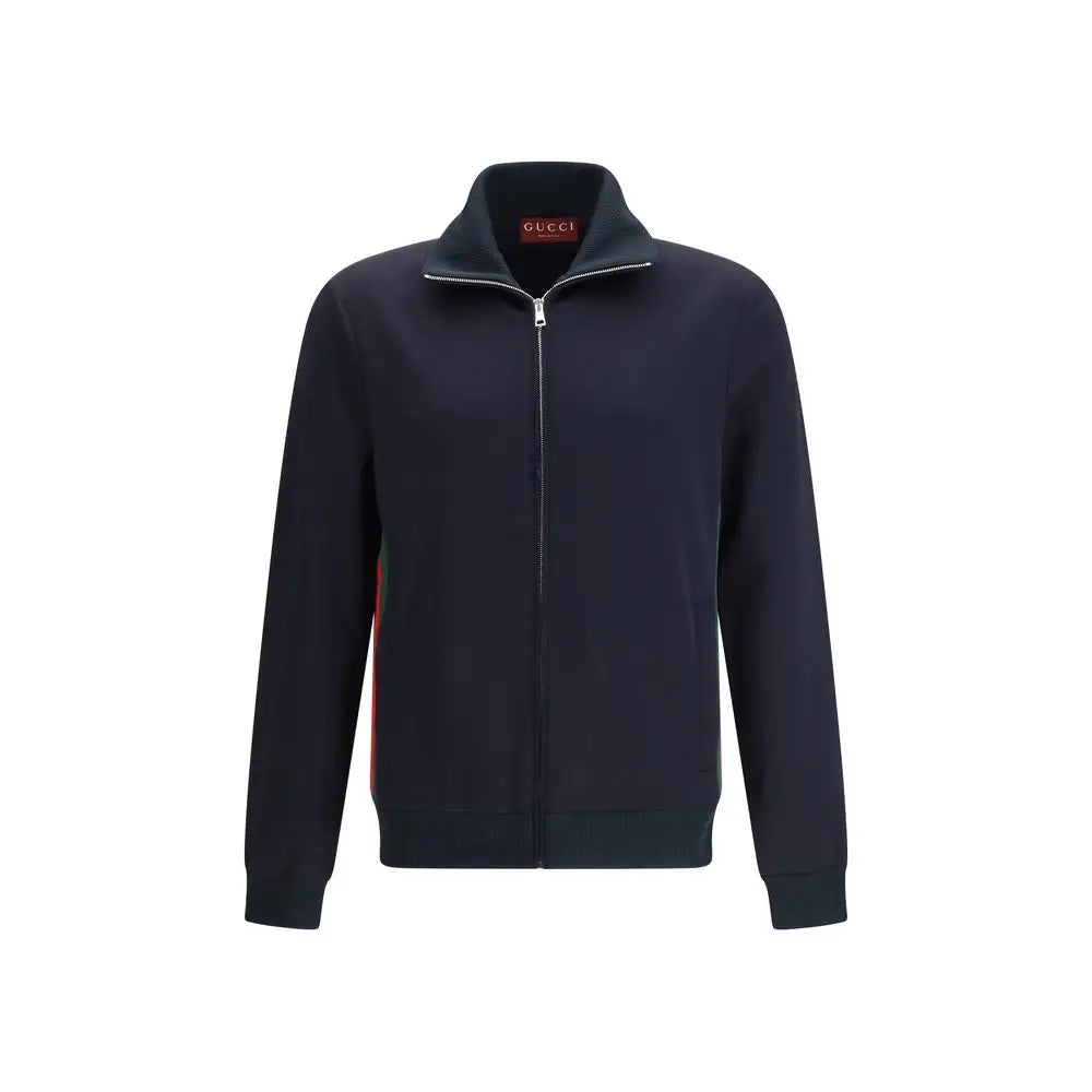 Navyblå Gucci polyester shell jakke med røde og grønne striber