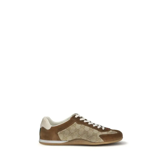 Gucci brown calf læder Bos Taurus sneakers med brunt og beige mønster