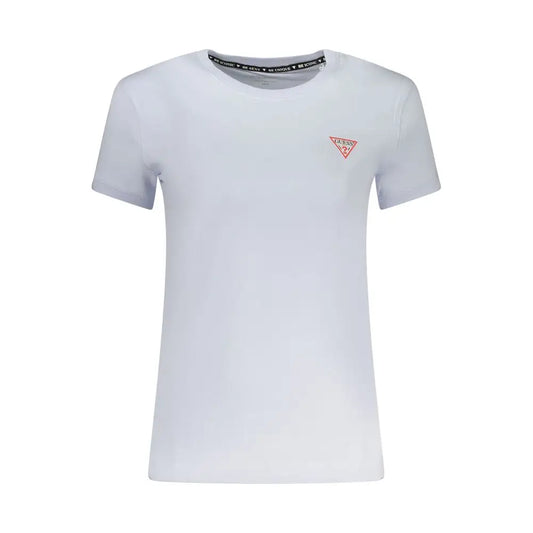 Guess jeans azzurro cotton women t-shirt with red logo and black neckline