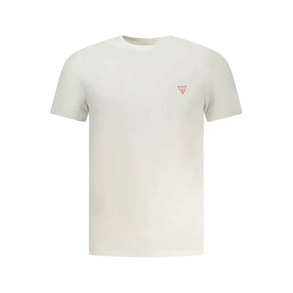 Guess jeans bianco cotton men t-shirt med rødt trekantlogo